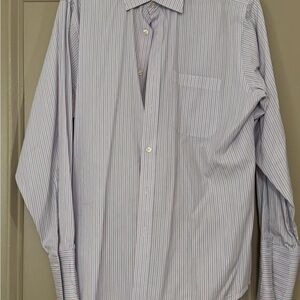 Charles Tyrwhitt Blue, Salmon and White Dress Shirt with Pinstripes